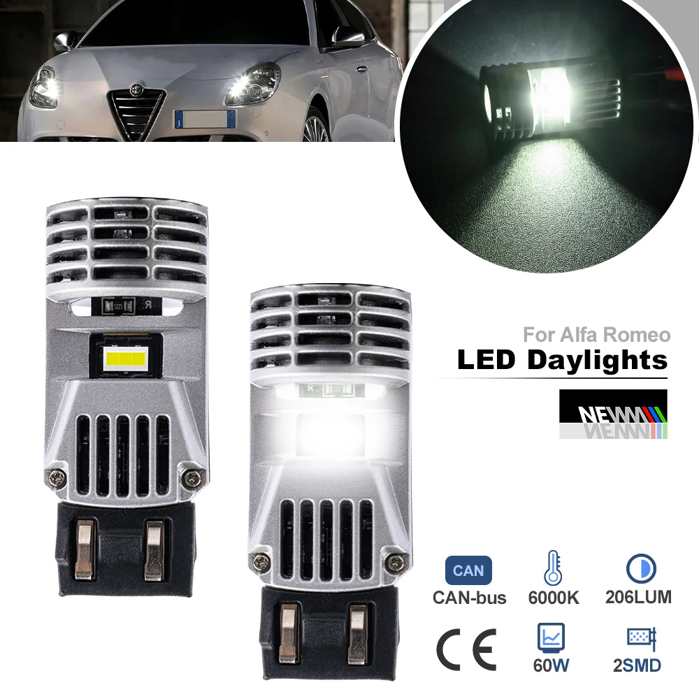 2Pcs For Alfa Romeo MITO 955 2008 up W21/5W 7443 T20 Canbus Led Daytime