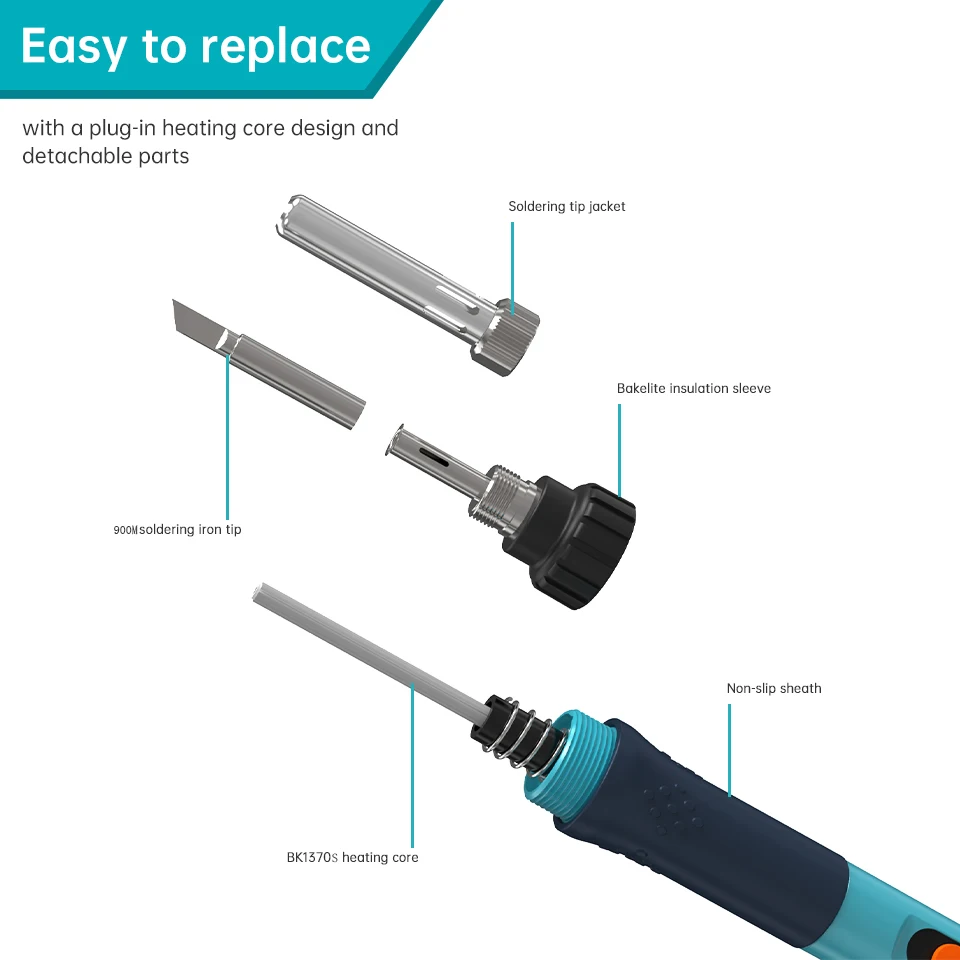 Bakon BK606 90W Electric Soldering Iron 220V Portable In-line Digital Display Adjustable temperature Auto Sleep Tin Welding Tool