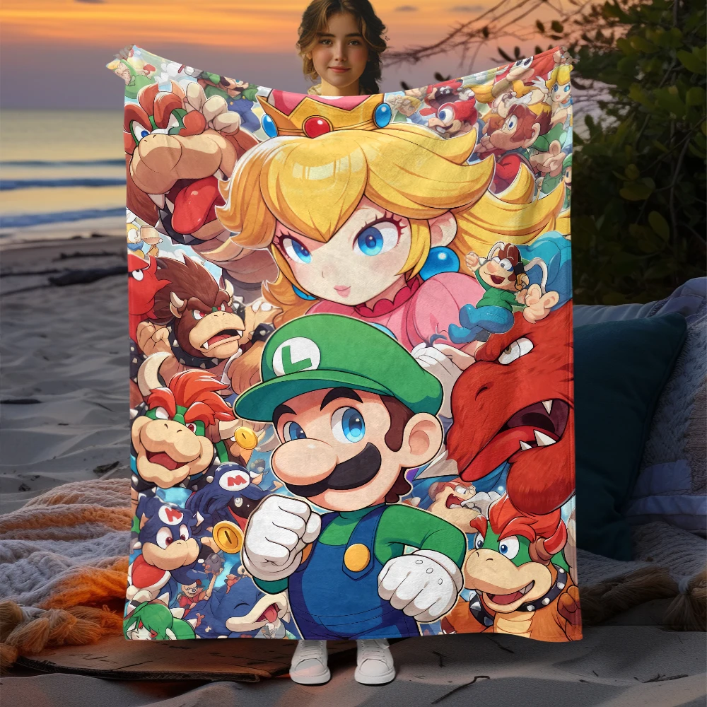 Mario Movie,Game Printed Soft Warm Flannel Throw Blanket.Office Nap Cape,Camping,Outdoors,Bed Sheet,Living Room,Sofa blankets. 4