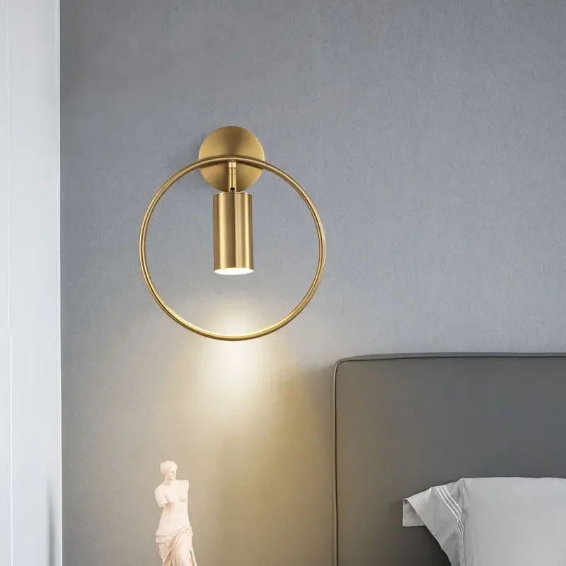 

Modern design adjustable led wall sconce light brass gold ring wall lamp for home hotel corridor bar ktv staircase wall light