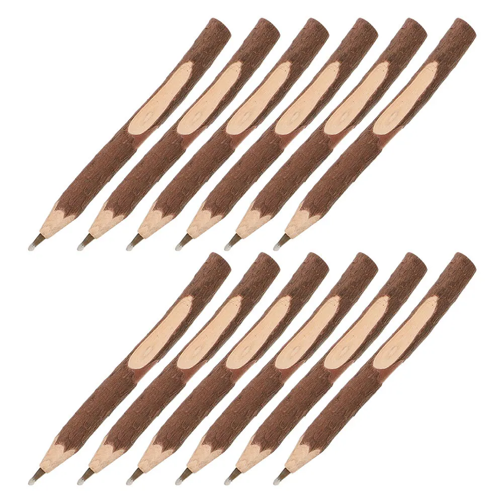 12Pcs Wooden Ballpoint Pens Black Ink Smooth Writing Wood Pens for Office School Essentials Journaling Planner Bulk Stationery