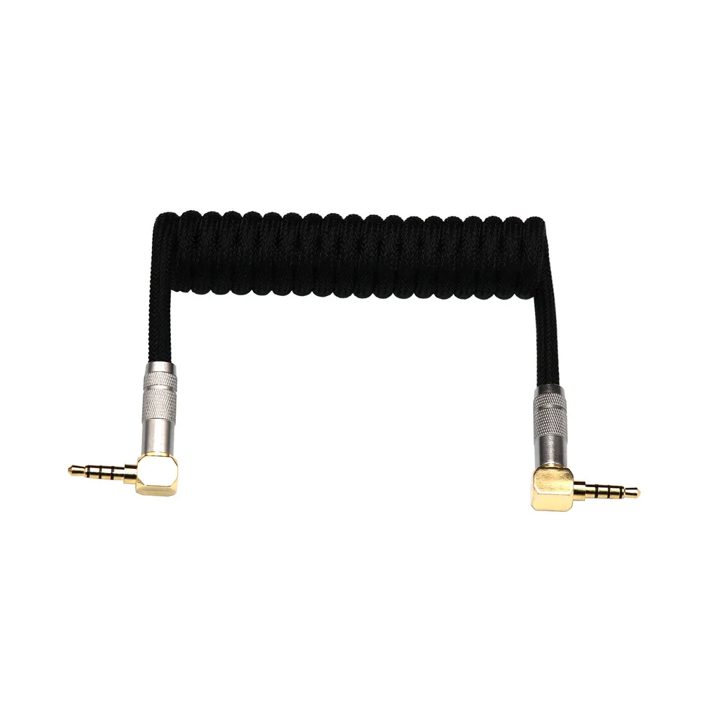 Angitu-teclado Macio Faça Você Mesmo Coiled Cabo Trrs Handmake Cabos Aux para Teclado Split Preto Branco Cor Personalizada10 cm - Imagem 4