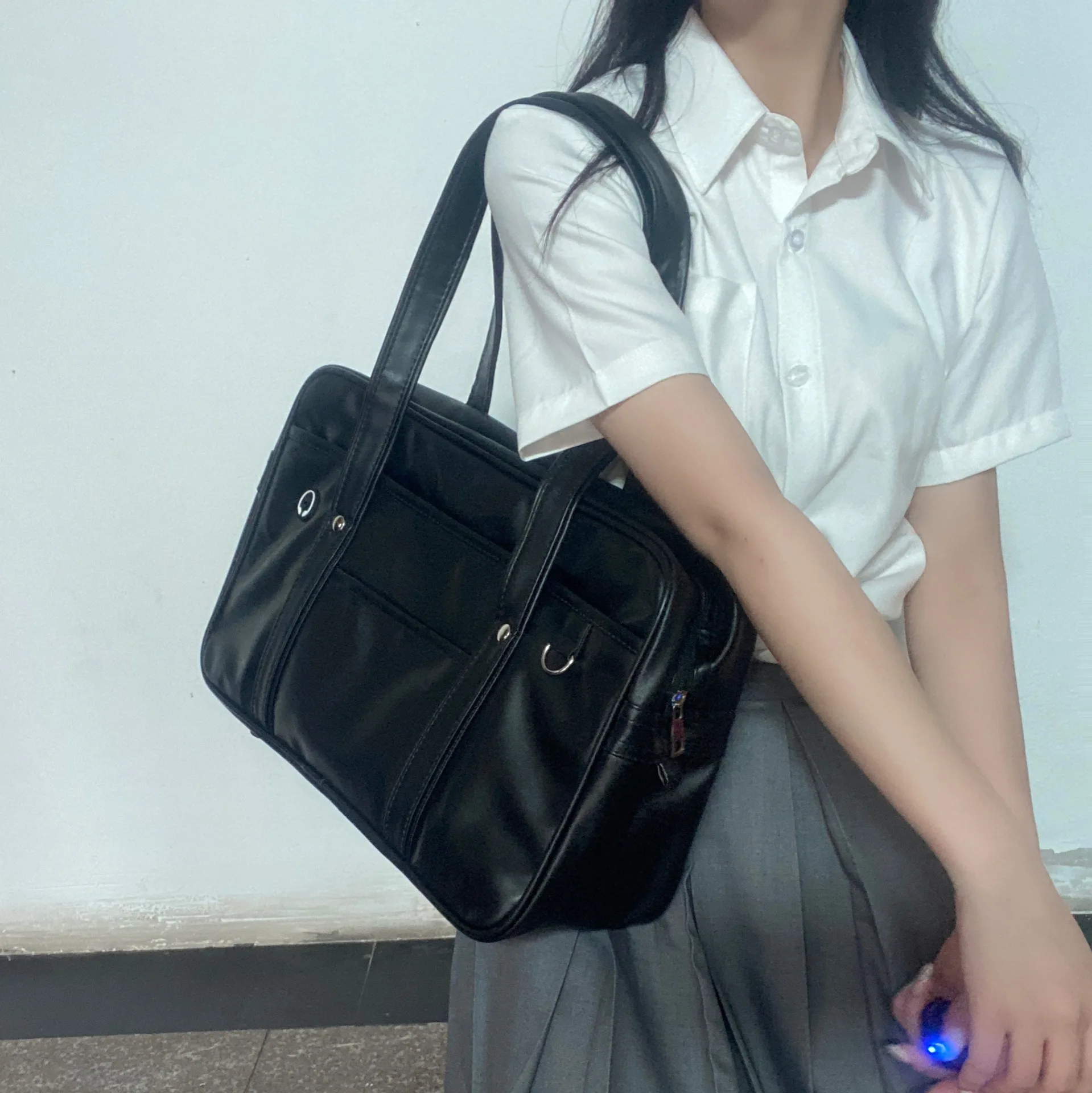 Japanese two-dimensional student JK uniform bag girl PU schoolbag COS wear-resistant waterproof one-shoulder Messenger handbag 4