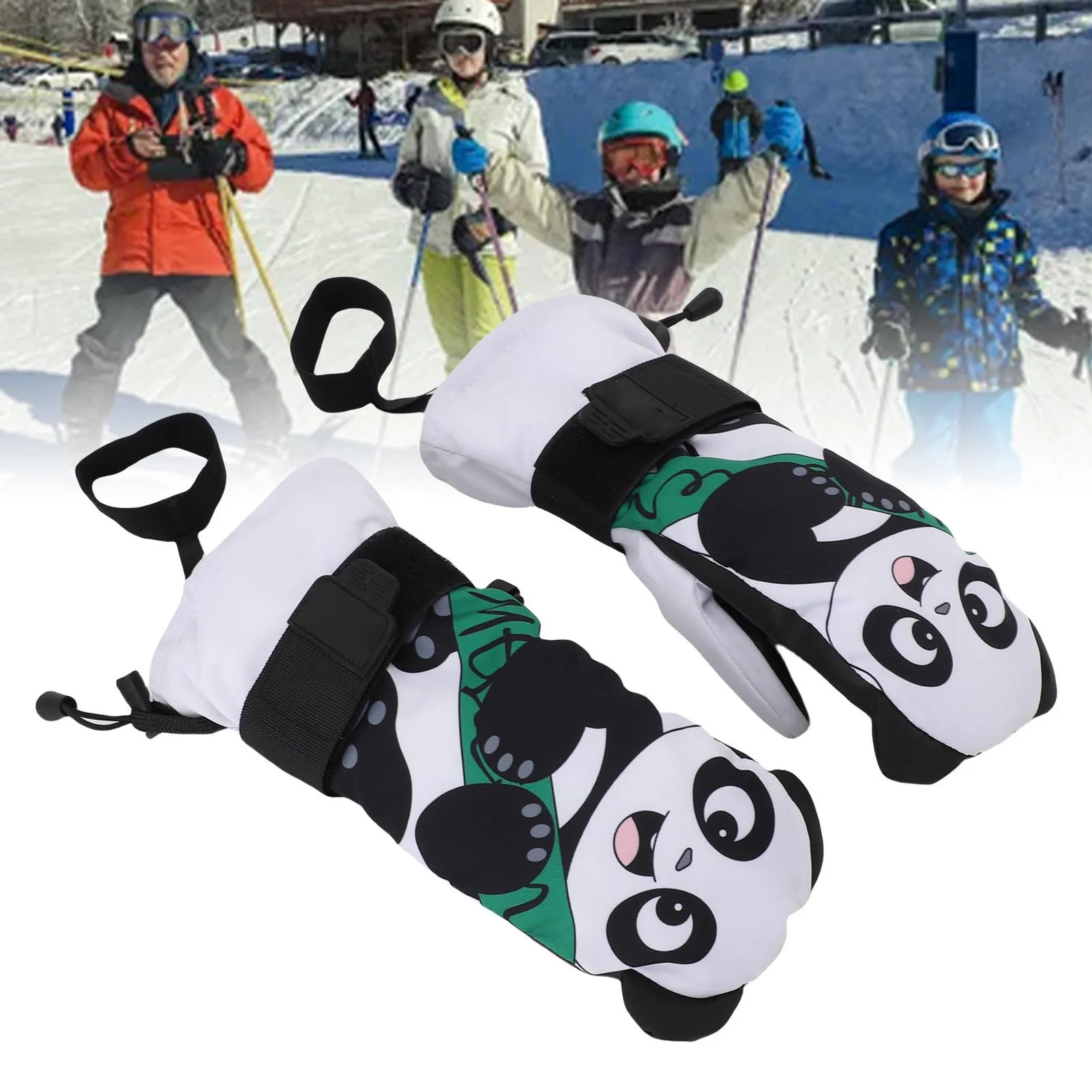 1 Pair Junior Skiing Gloves Anti Slip Snow Mitts Warm Abrasion Proof Rainproof Snowboard Gloves  Windproof Snowboard Gloves