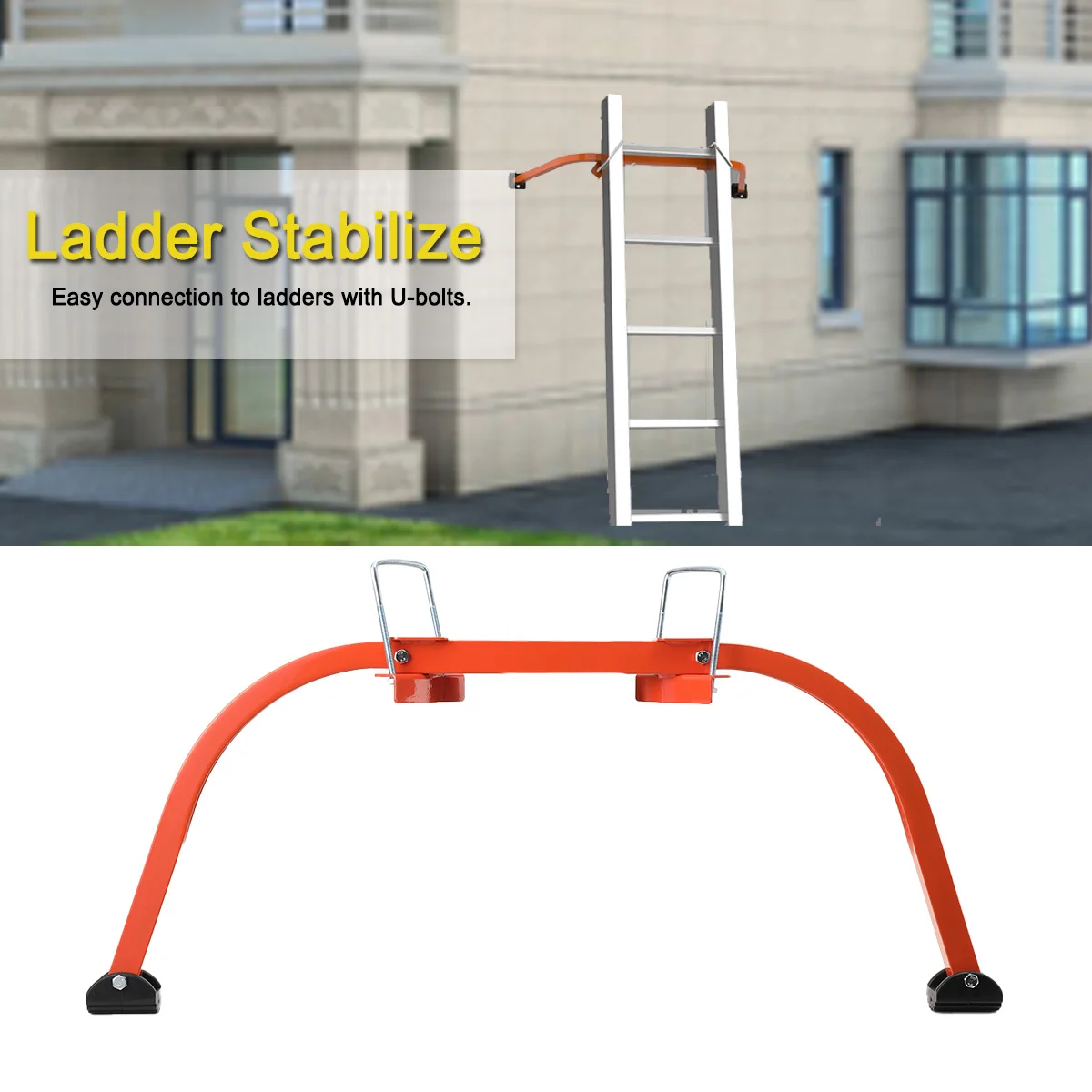 Leiterstabilisator aus Edelstahl mit verstellbaren Befestigungslöchern, Sicherheitszubehör für die Dachrinnenreinigung und zum Bbau von Malen