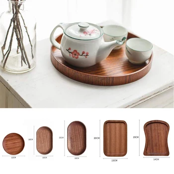Walnut Wooden Tray Ins Wind Small Wooden Plate Japanese Rectangular Dinner Plate Cake Bread Coffee Tea Solid Wood Plate Tray 1