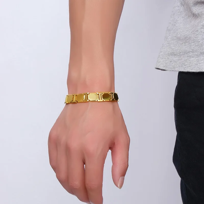 Men's Fancy Link Two-Tone 18 Karat Gold Bracelet - Ruby Lane