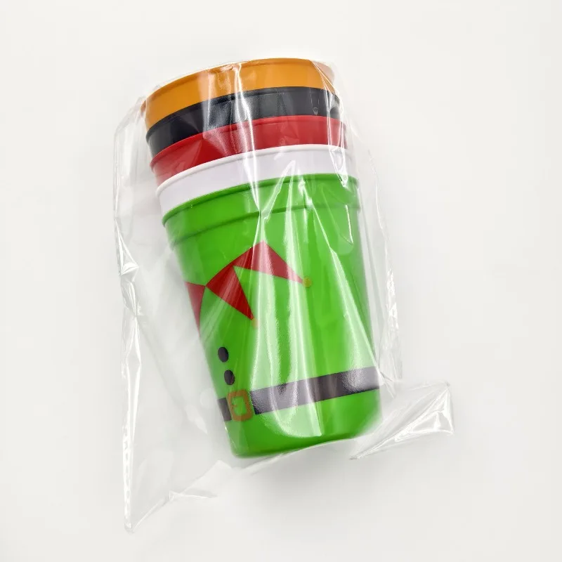 16oz Santa Reindeer Elf Snowman Party Beverage Cups Christmas Plastic Drinking Cups Juice Milk Cups for Christmas Party Supplies
