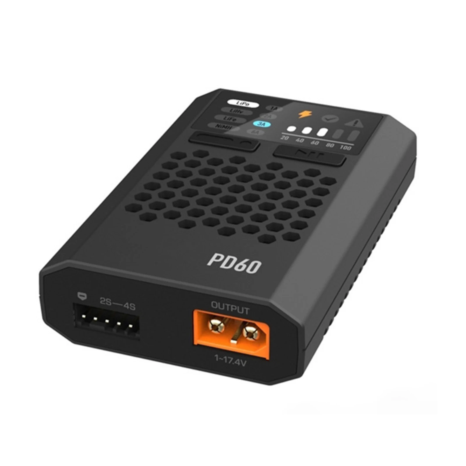 

1Pc PD60 XT60 Output 60W Lipo Battery Balance Charger Type-C Input For Lipo LiHV LiFe NIMH/Cd Battery For RC Car Racing Drone