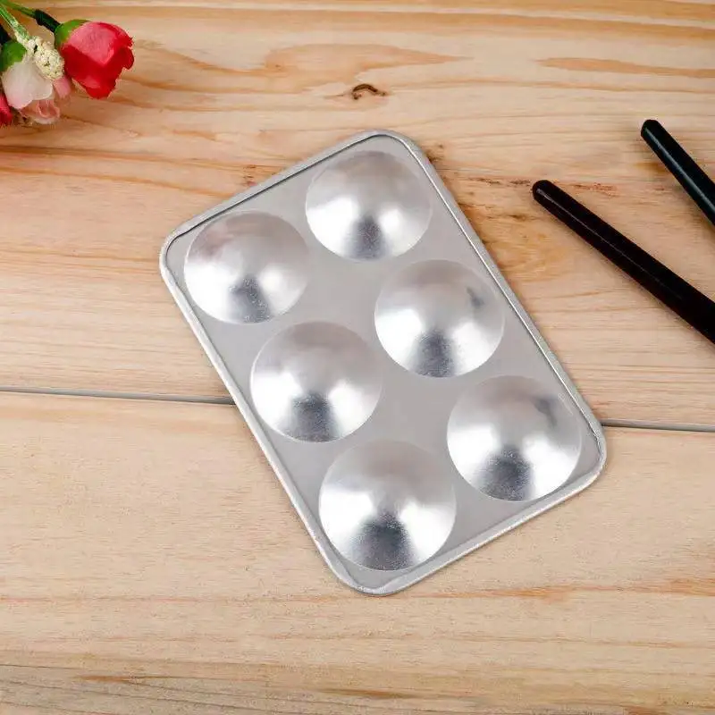 Art painting tools Aluminum rectangular 6-hole round palette palette gouache pigment 4