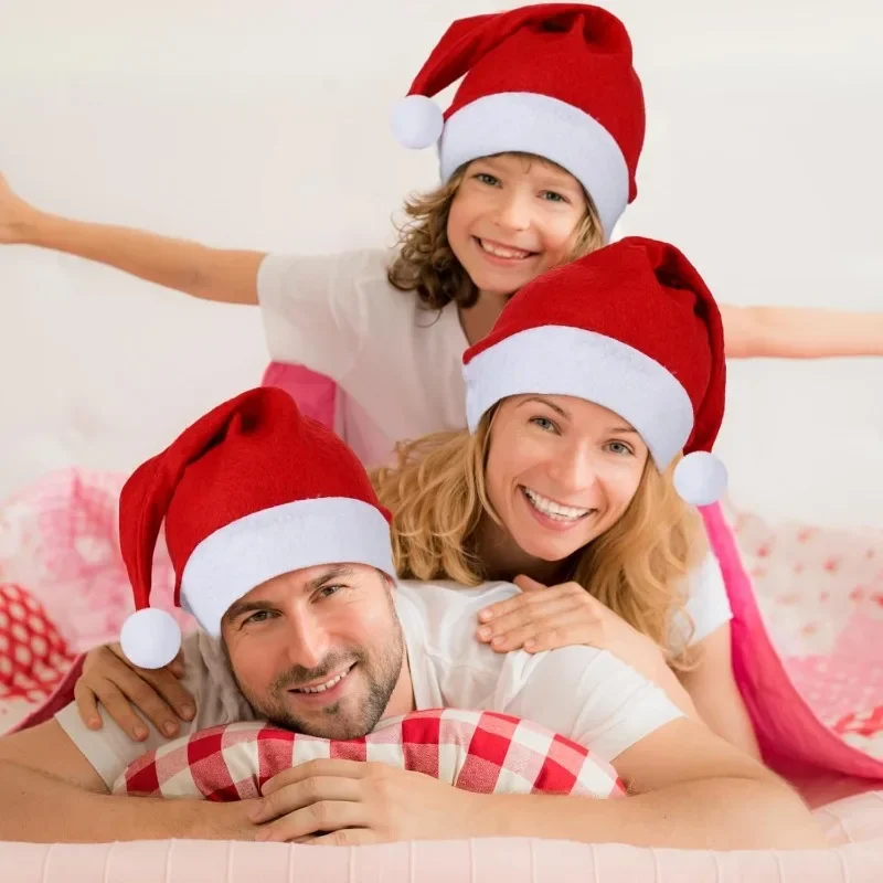 Christmas Hats Adults Kids Non-woven Red Santa Claus Hat Merry Christmas Home New Year Gifts Festive Party Supplies