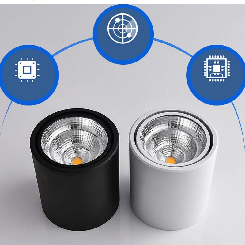 Surface mounted LED downlight Dimmable rotating COB ceiling light 7W9W12W15W18W20W24W Adjustable spot light AC85-260V