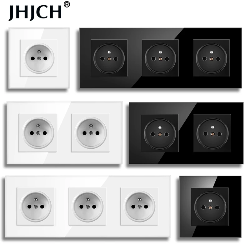 JHJCHFrenchstandardplugglasswallboardFrenchpowersupply16a220V