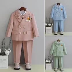 Baby Boys Birthday Blazer Set Spring Toddler School Uniform Outfits Green Handsome Flower Child Wedding Costume 2 3 4 6 8 Years