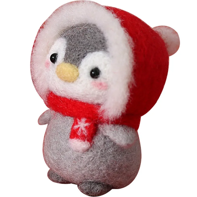 Unfinished Felt Kit New Latest Funny Festive Christmas Year Penguin Wool Needle Package DIY Handmade Doll Toy
