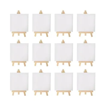 Set mini cavalletto 8 * 15 cm con mini tele - Kit di pittura artigianale per artisti e bambini, piccoli cavalletti da tavolo per il disegno scolastico fai-da-te