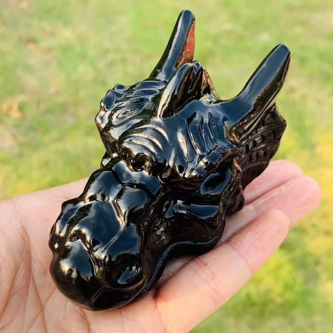 

Natural Different materials High quality Dragon head Lucky Animals carving Quartz Crystal Home decoration handicrafts gift 1pcs