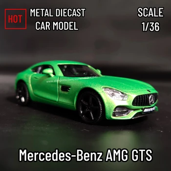 1:36 Metal Diecast Car Model Repilca Mercedes Benz AMG GTS Scale Miniature Collection Vehicle Hobby Kid Toy for Boy Xmas Gift