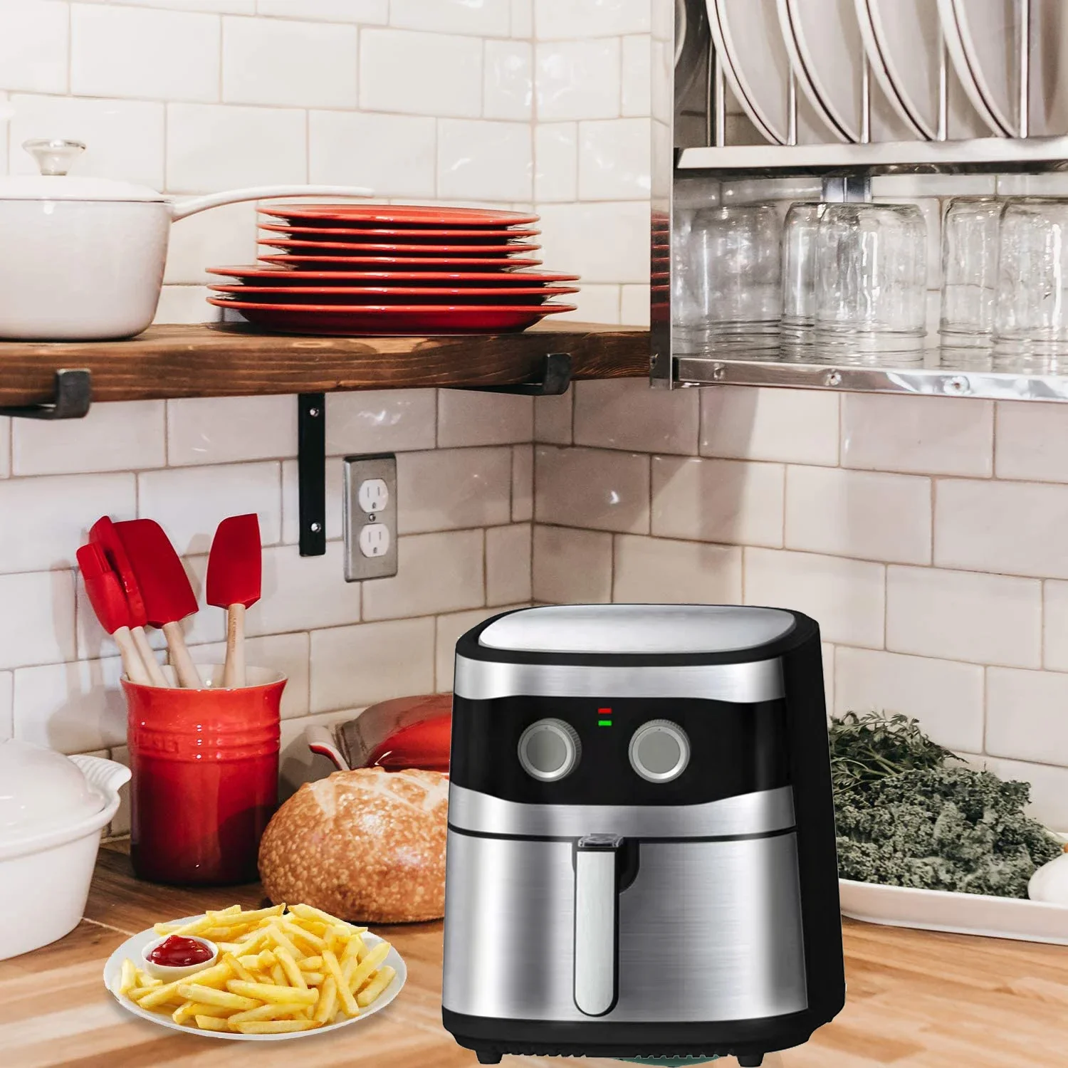 New 6L Digital Customizable Stainless steel 8 Presets 1800W Electric Hot Power Air Fryer Oven 5