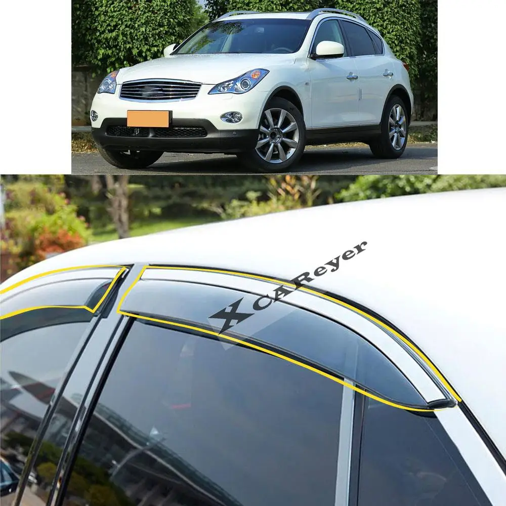 

Стикер для кузова автомобиля INFINITI QX50 2010 2011 2012, пластиковое стекло, ветрозащитный козырек, защита от дождя/солнца, запчасти для вентиляции