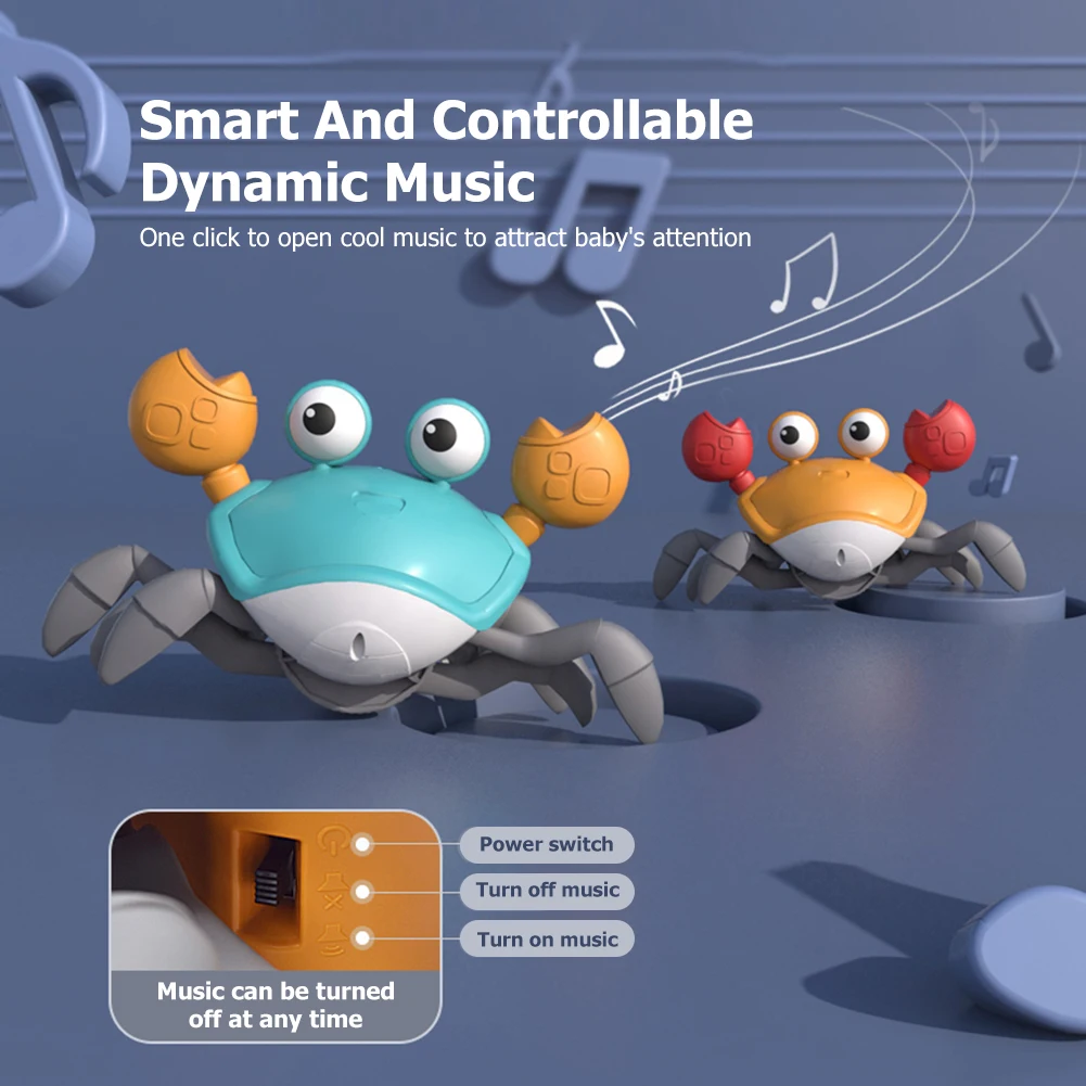 New Crawling Crab Baby Toy Automatically Avoid Obstacles Baby Interactive Toy Crawling Interactive Escape Crabs Walking Dancing 2