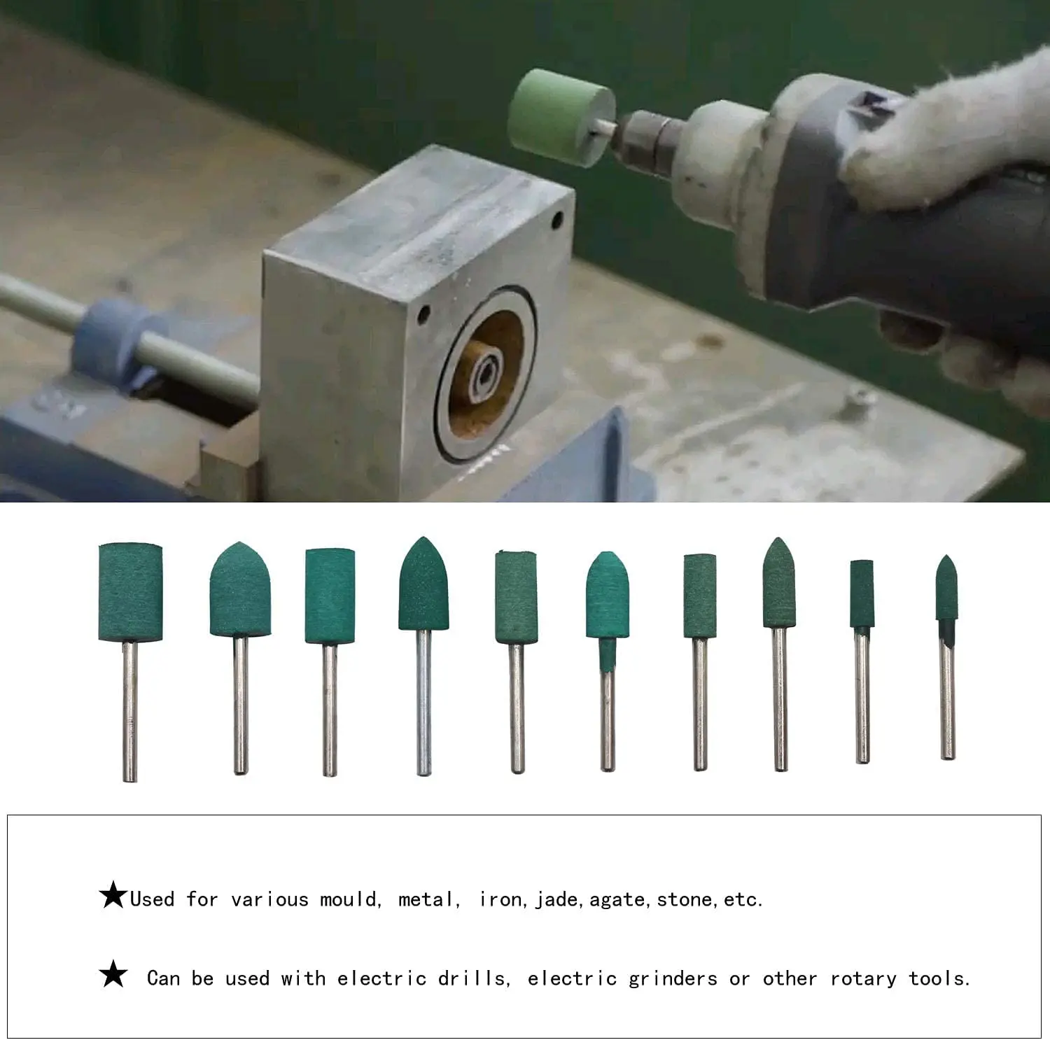 연마 휠 고무 그라인딩 헤드 20 개 2.35mm 생크, Dremel 연마 로타리 공구 용 모듬 장착 포인트 휠 헤드 키트