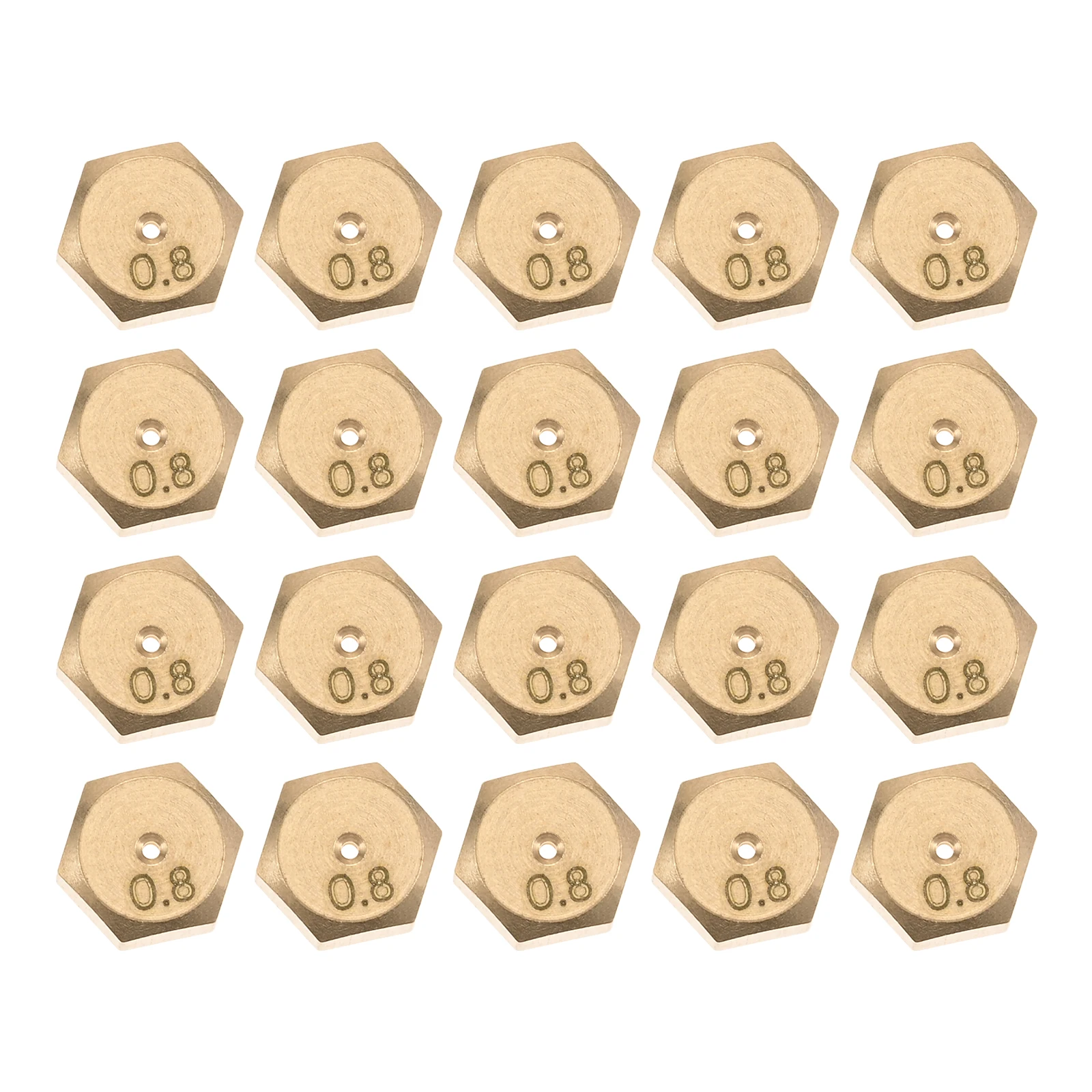 20pcs 1/4"-32unef Male Thread Brass Nozzle w/ 0.8mm Jet Hole for Propane Natural Gas Stove Grill Burner Nozzle Jets US Standard