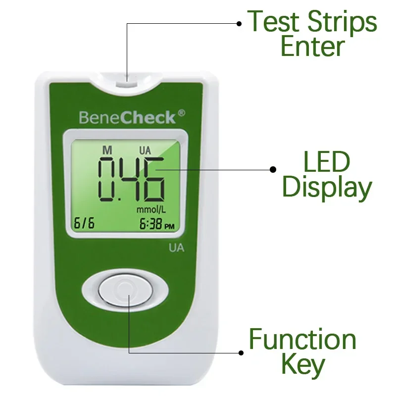 BeneCheck Uric Acid Automatic Meter 10/25Pcs Test Strips and Lancets Needles Uric Acid Measurement Gout Monitor Included