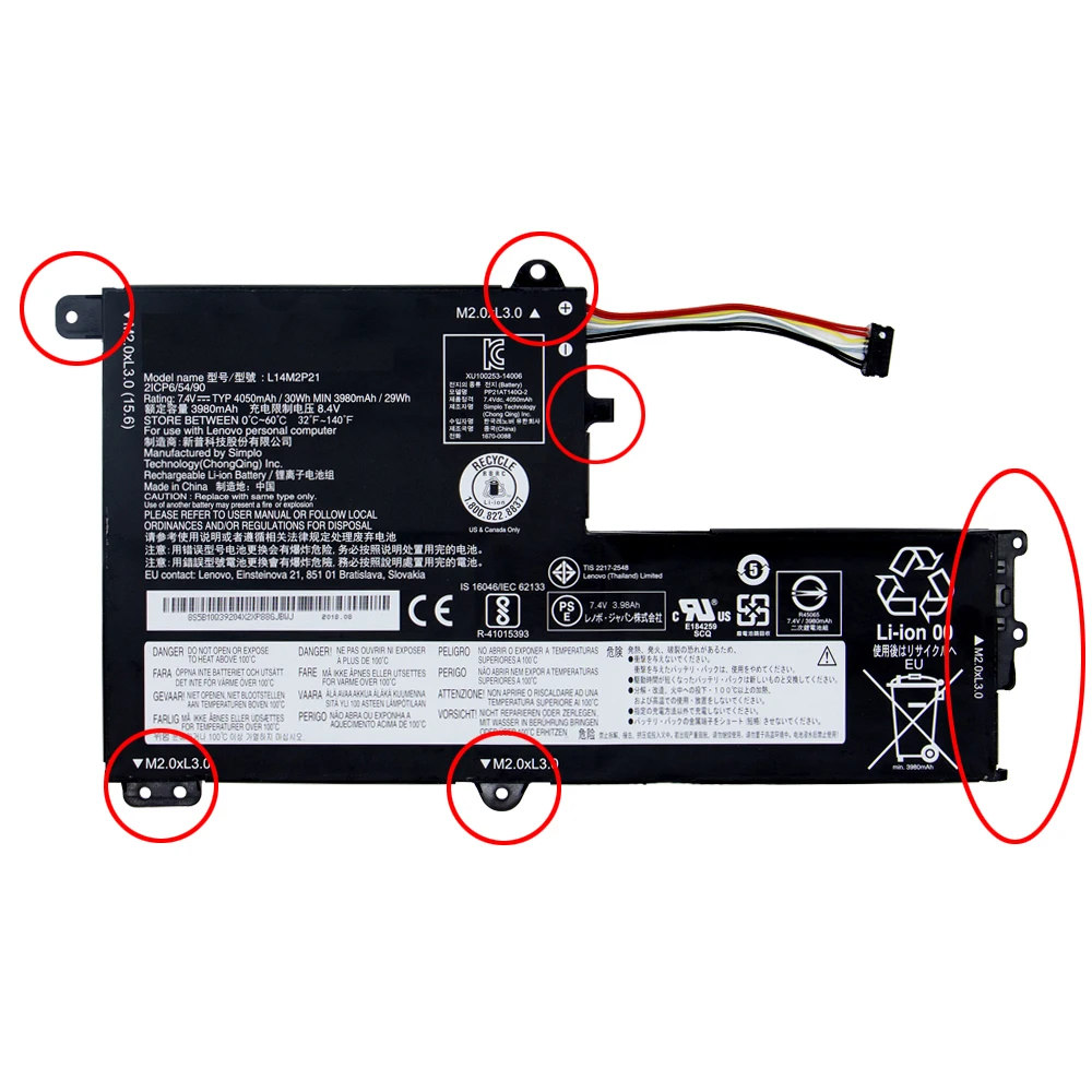 Bateria do Portátil para Lenovo L14m2p21 S4170am 75 35 B50 Ideapad 300s Ioga 500151bd 510s-14isk 15isk 330s-14ikb 330s-14ast 330s-14 - Imagem 2