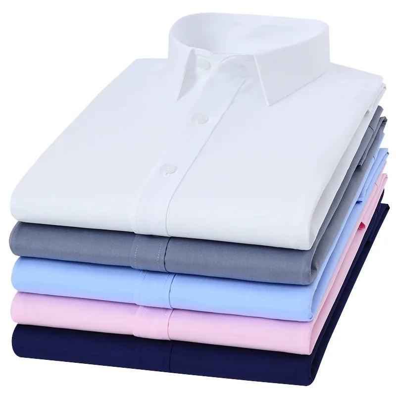 Men Dress Shirts Casual Shirts Bamboo Fiber Elastic Anti-wrinkle Long-sleeved 8XL7XL