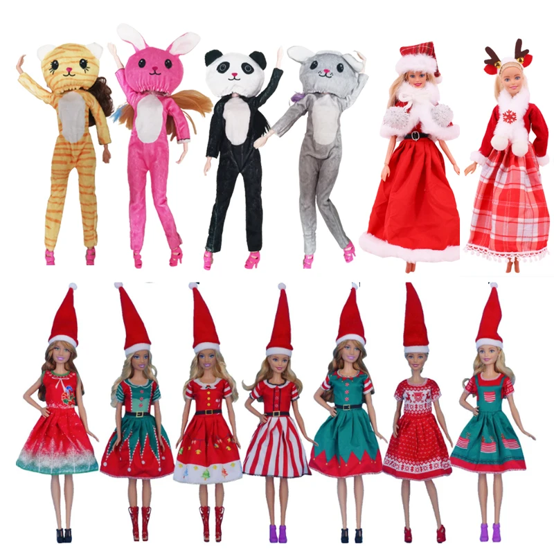 

Hot Sale 3 Set/Pack Christmas Costume Animal Cosplay Outfits Clothes for Barbie Dolls Kawaii Cute Accessories for 30cm Doll Toys
