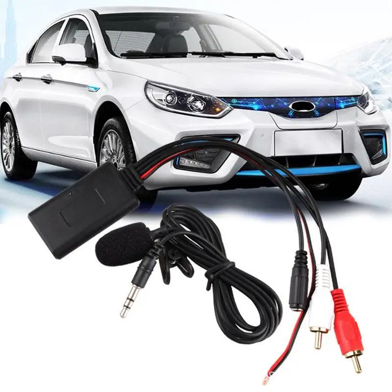 

car blue-tooth aux cable 2RCA Blue-tooth AUX Cable with Microphone Universal 2RCA Male Cord Interior Car Accessories for Car