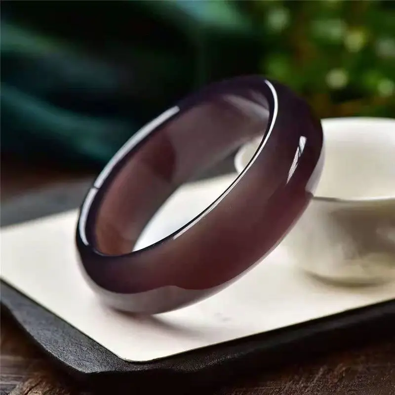 New Perfect Tawny Natural Agate Chalcedony Bangles Elegant Jade Decoration Handicraft Bracelet Jewelry Accessories Gifts