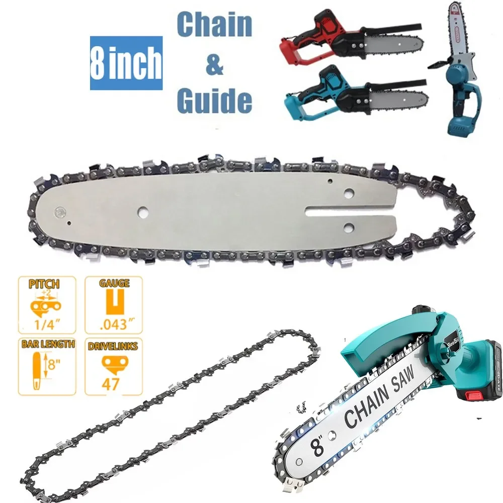 Chainsaw Chain 8 Inch 1/4"Pitch 47 Drive Links 0.043"Gauge Electric Chainsaw Accessory Replacement Wood Cutting