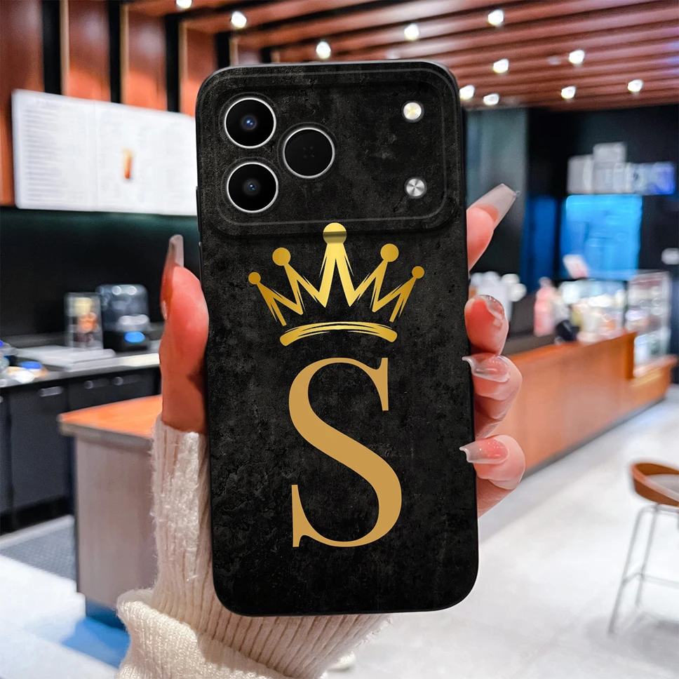 Luxurious A to Z Letters Smooth Camera Protective Soft Phone Case Cover
