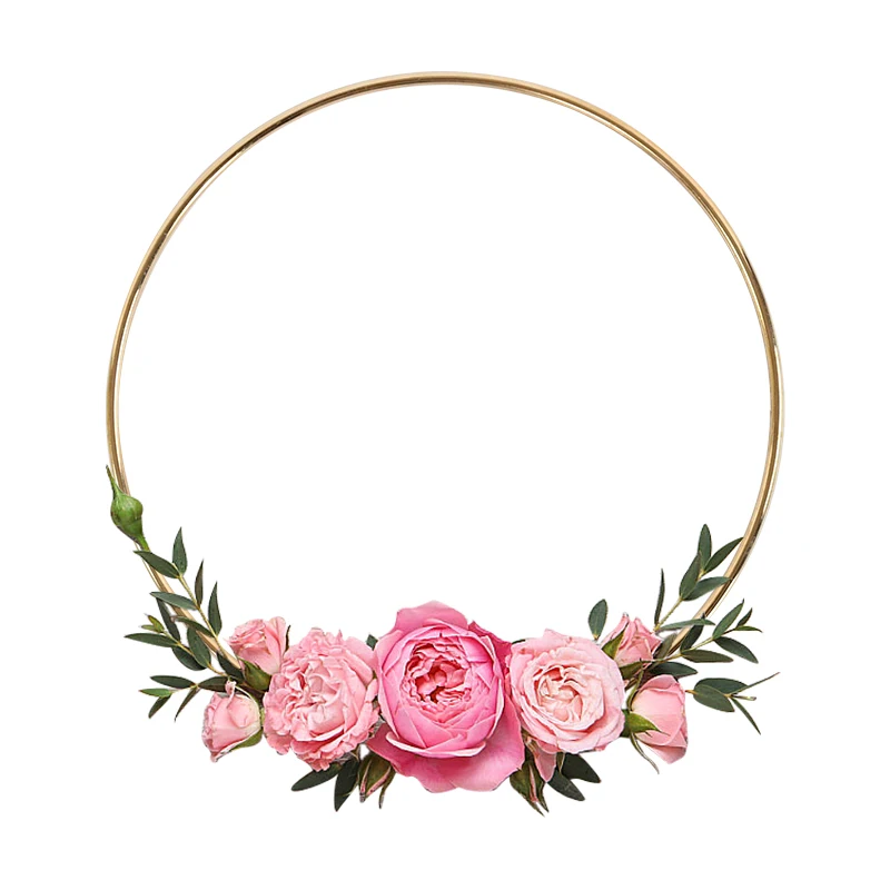 10-40 cm Silber Eisen Metall Ring Kranz Braut Handheld Girlande DIY Makramee Floral Traum Catcher Hoops Für hochzeit Party Dekoration – Detail 4