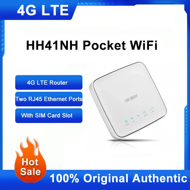 

Unlocked Alcatel HH41NH 4G LTE Router Pocket 150Mbps WiFi Repeater With Two RJ45 Ethernet Ports Sim Card Slot Signal Amplifier