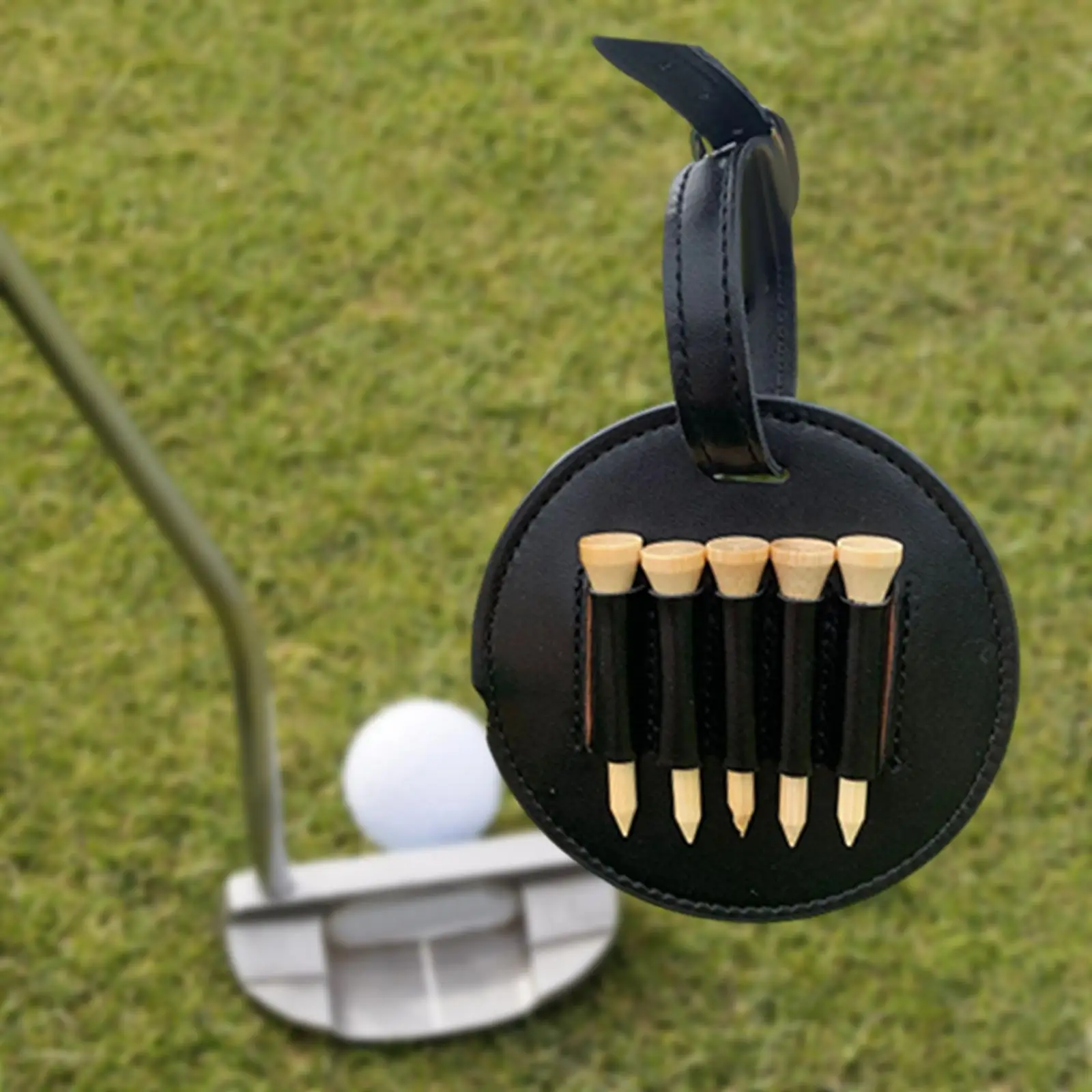 

Durable Golf Tees Holder Organizer Pocket Container Training PU Leather Hanging Case Golf Tee Pouch Bag for Golfer Gift Outdoor