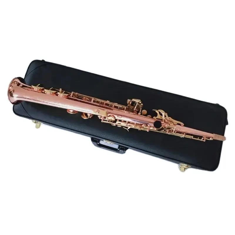 

Professional level Soprano Saxophone Brass Phosphorus copper powderTube Gold Key Sax With Mouthpiece Reeds Free Shipping