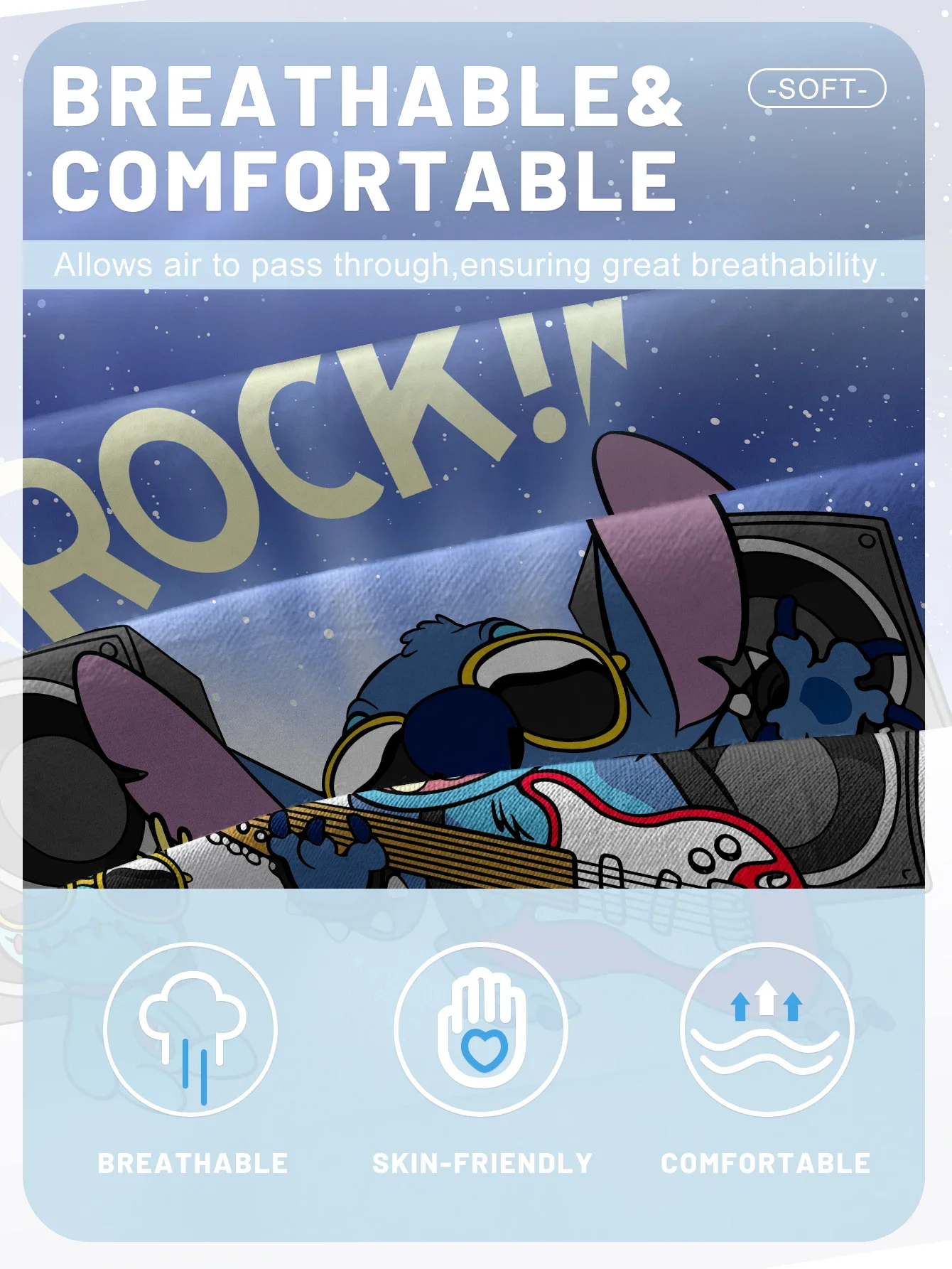 1 cartoon cute Stitch pattern digital printed frosted Fitted Sheet,bedroom printed bed cover,bedding(No pillowcase) 5
