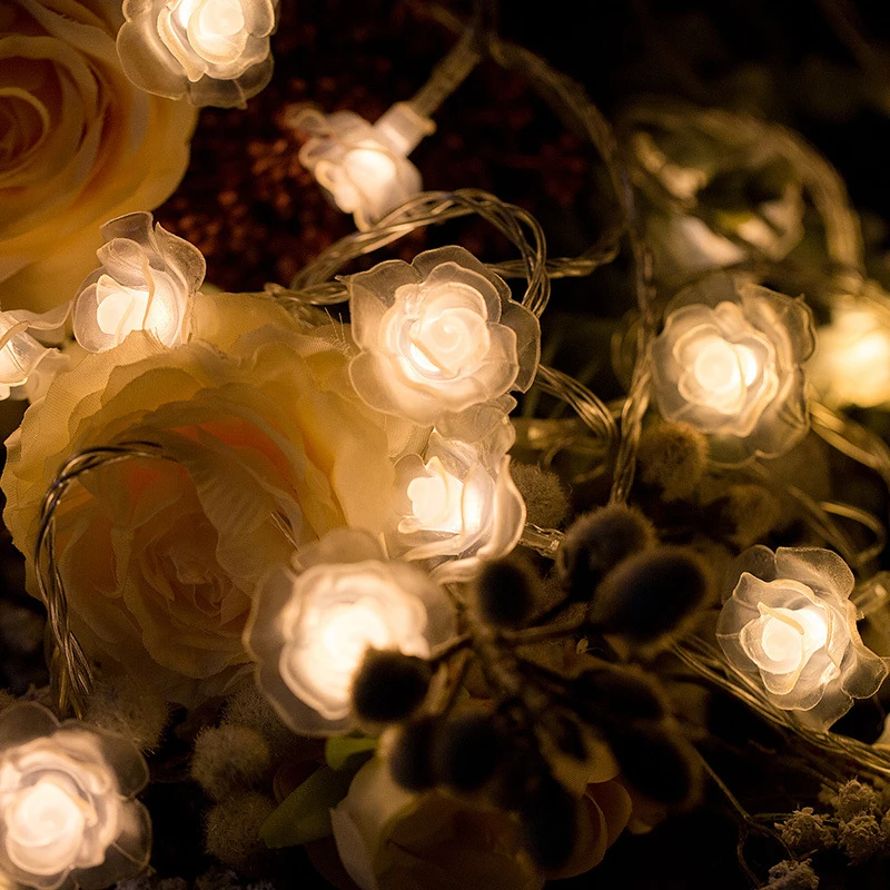 led rose flower string lights usb battery operated rose lamp fairy string light for valentine s day wedding party decorations 10/20LED White Rose Flower String Lights Battery Operated for Valentine'S Day Wedding Home Party Birthday Decorations Solar Lamp