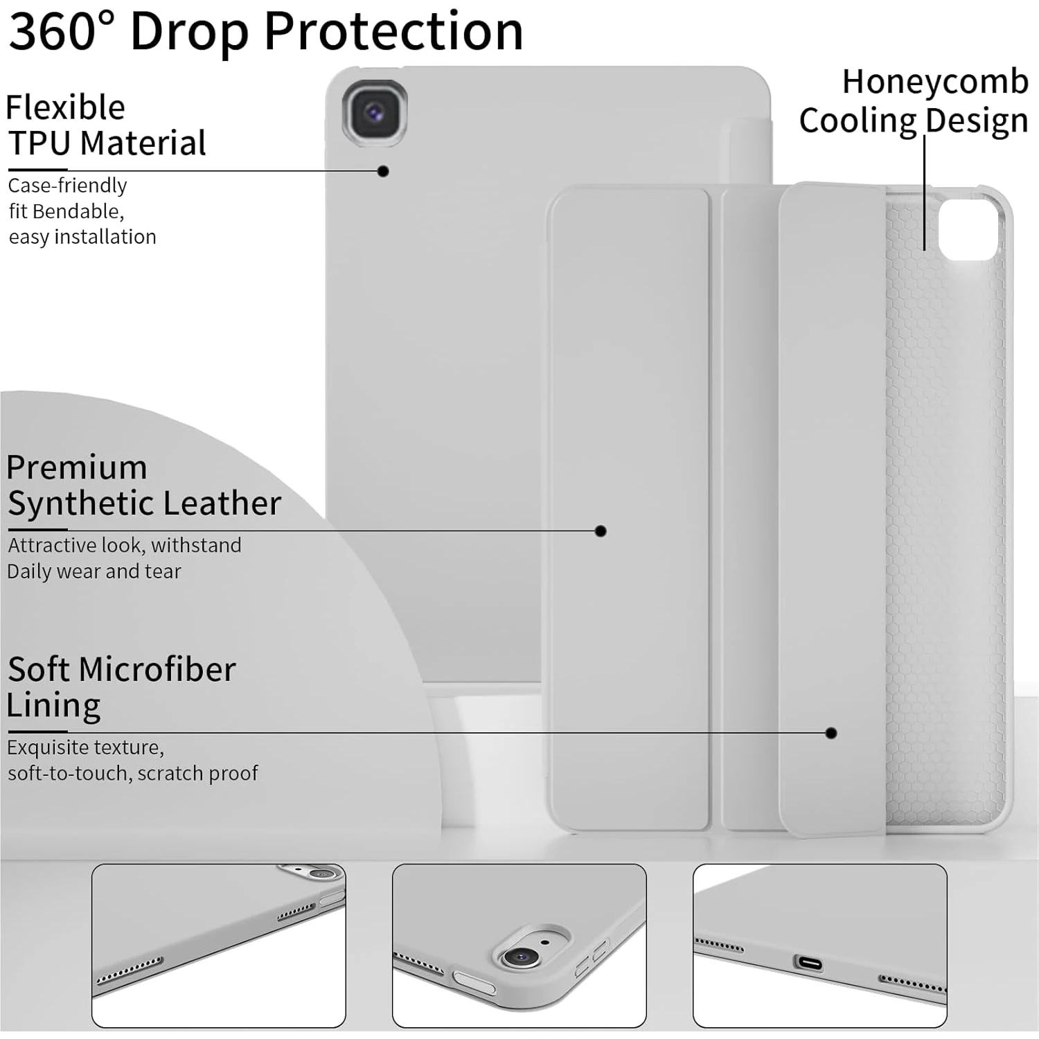 Premium Tri-fold Magnetic Stand PU Leather Tablet Cover, Enhanced Protection and Style