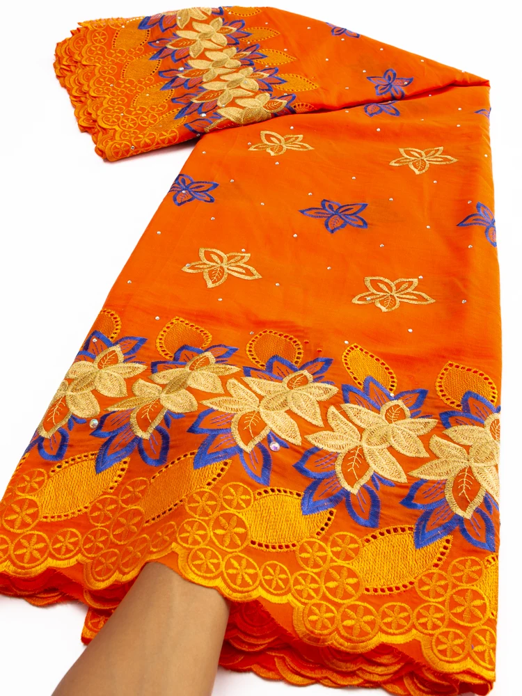 Swiss Voile Lace Fabric with Rhinestones African Nigerian Embroidery Cotton Lace New for Women Party Dress Sew TY3545
