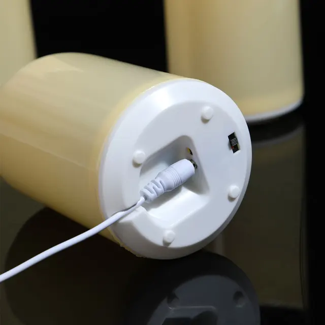 Bougies à mèche mobile rechargeables sans flamme, 1 pièce, avec télécommande et tasse, bougies à pilier décoratives en plastique pour minuterie de danse de mariage 2