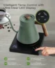 Electric Gooseneck Kettle, 1200W Electric Tea Kettle Real Wood Handle, 34oz Pour Over Electric Kettle for Coffee & Tea, 18/8 3