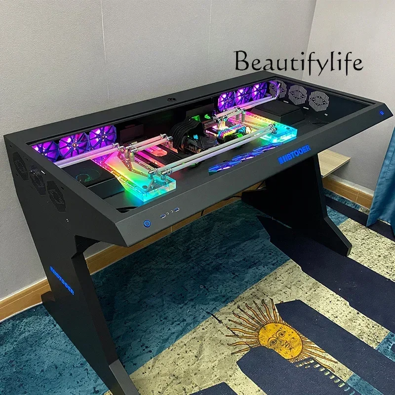 Computer Case Integrated High-End Cool Special-Shaped Game Tables Built-in Fully Transparent Large Case Computer Desk