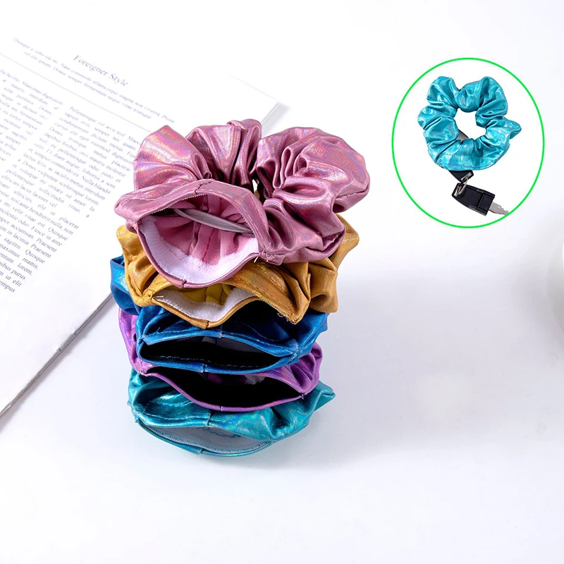 1Pc Hair Scrunchies Hidden Storage Compartment Sight Secret Hair Tie With Stash Pocket Travel Stash Safe Hair Scrunchies