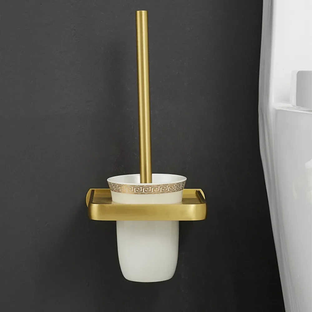 Bathroom accessories brushed gold space aluminum towel rack shelf European hardware pendant set storage bar paper holders paper towel holder toilet paper holder bathroom hardware set bathroom hardware accessories shower rod storage rack