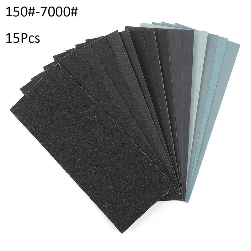 

15PCS Wet Dry Sandpaper Sand Paper Polishing 150 To 7000 Grit Assortment Abrasive Paper For Sanding Wood Furniture Finishing