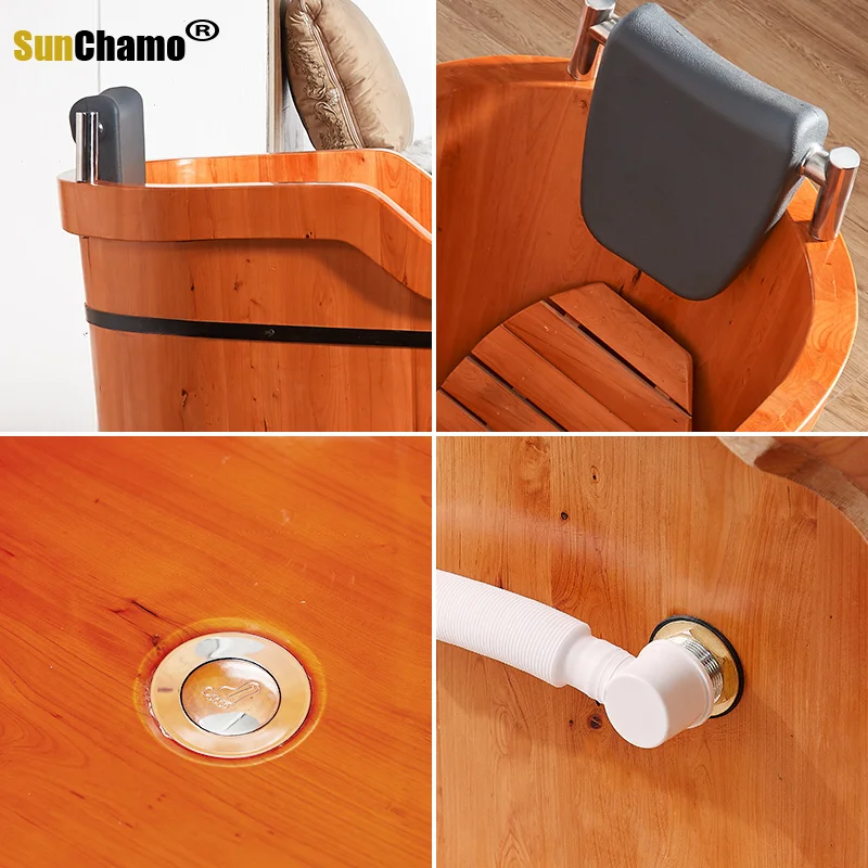 High Quality Cedar Barrel Bath Tub Security Seat Support Bathtub for Adult Shower Cushion Solid Wood Sauna Spa